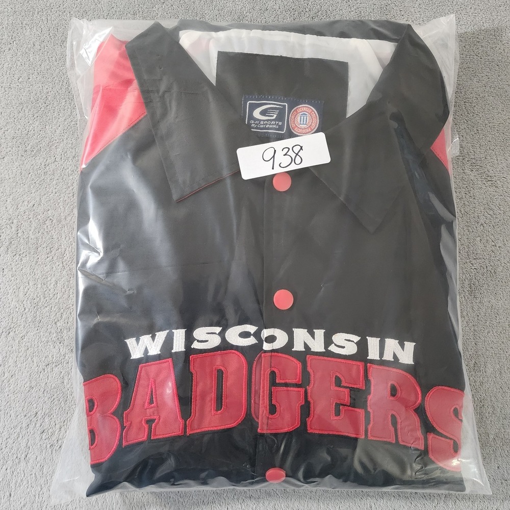 Wisconsin Badgers Mens XL Jacket Red Black Stitched Embroidered Snap Front Coat - Picture 10 of 10